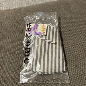 ee:some pin stripe paper bag style shorts, gray and white, size medium NWT